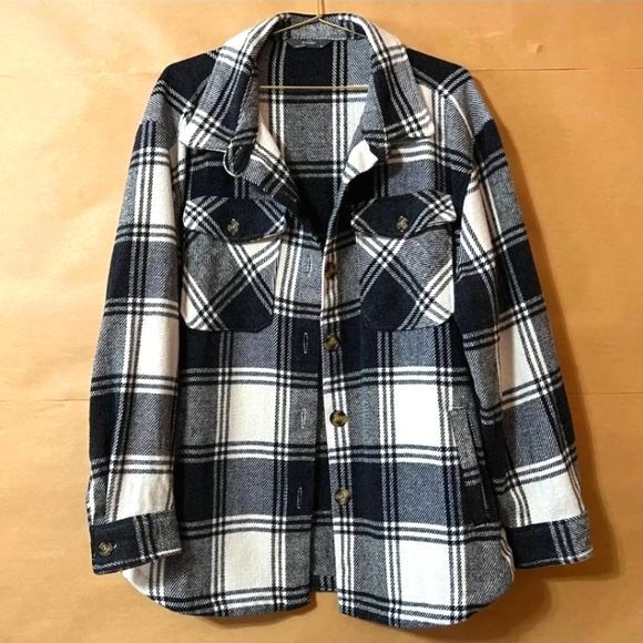 Member's Mark Women's Button Up Long Sleeve Warm Plaid Shacket Size M / Medium - Picture 1 of 1